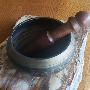 Brass Singing Bowl w/ wood wand